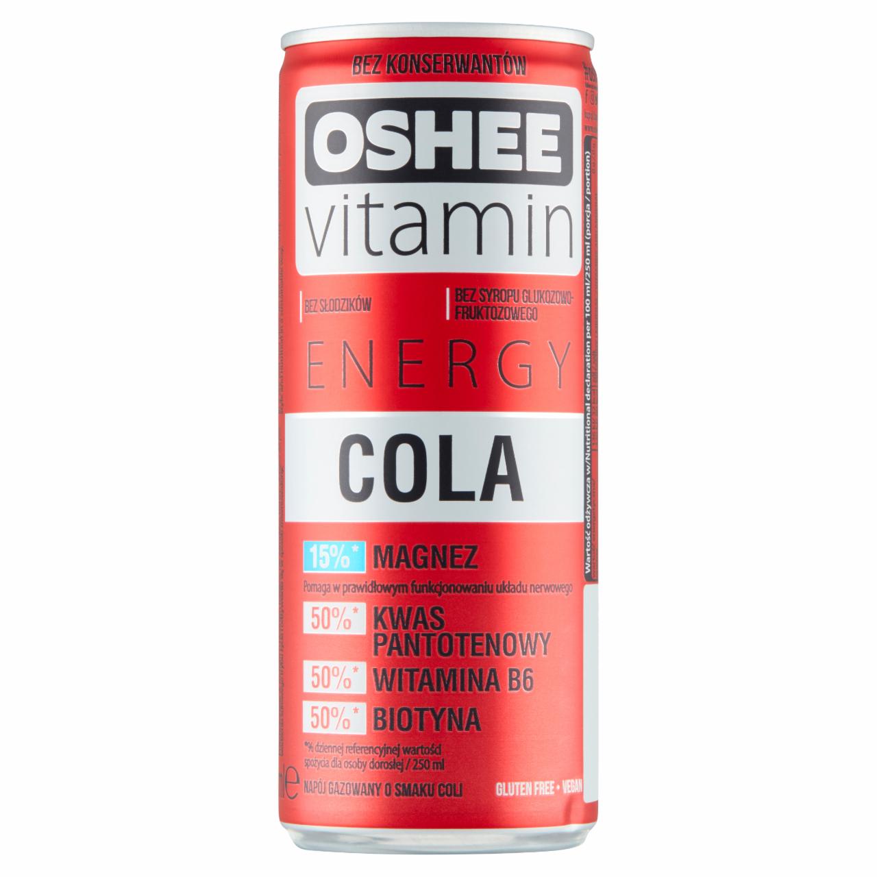 Zdjęcia - Oshee Energy Cola Napój gazowany o smaku coli 250 ml