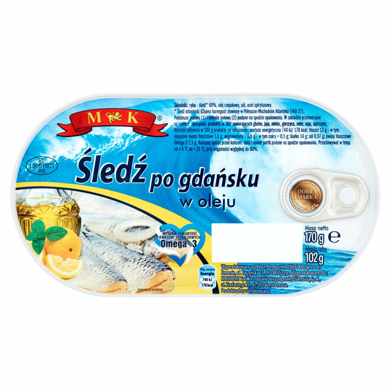 Zdjęcia - MK Śledź po gdańsku w oleju 170 g