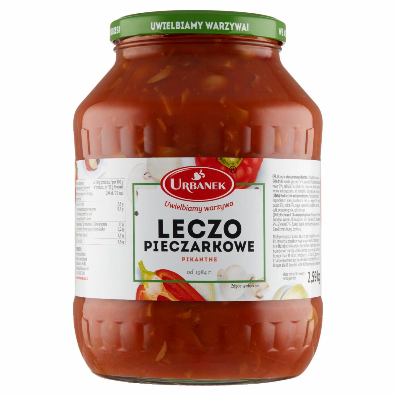 Zdjęcia - Urbanek Leczo pieczarkowe pikantne 2,59 kg