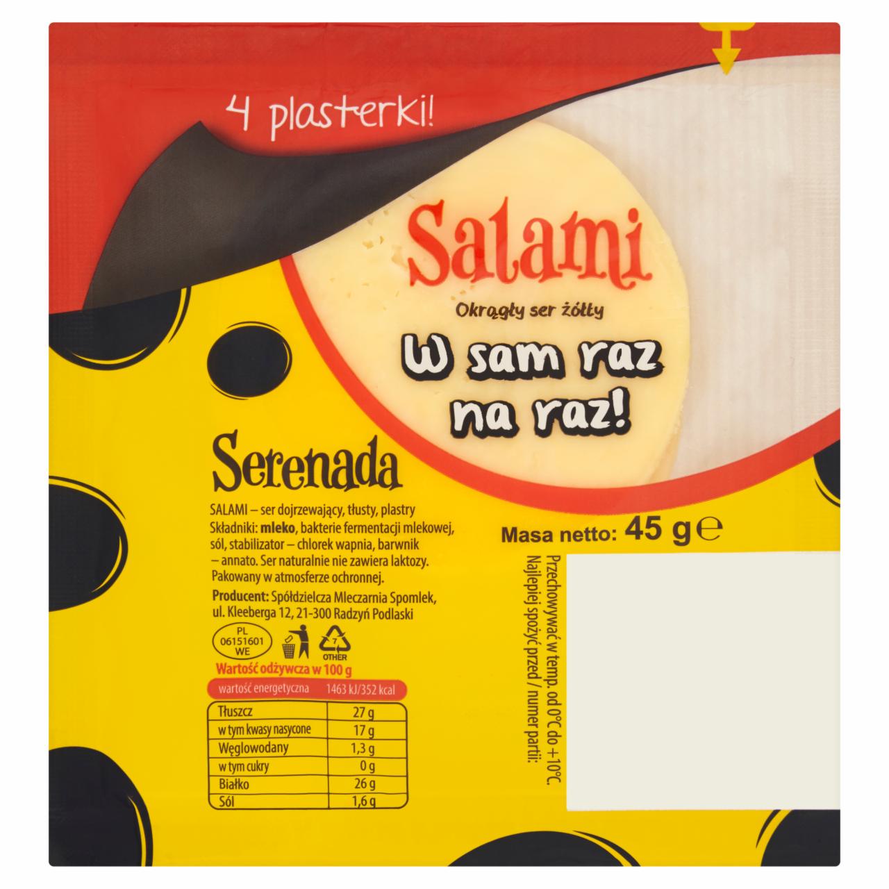 Zdjęcia - Serenada Okrągły ser żółty Salami 45 g