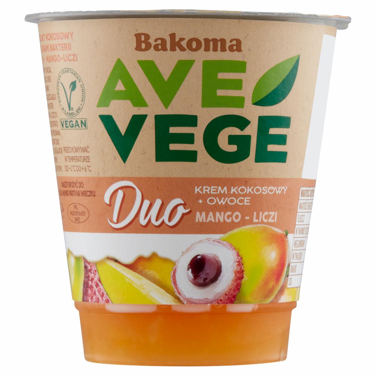 Zdjęcia - Bakoma Ave Vege Duo Krem kokosowy + owoce mango-liczi 140 g