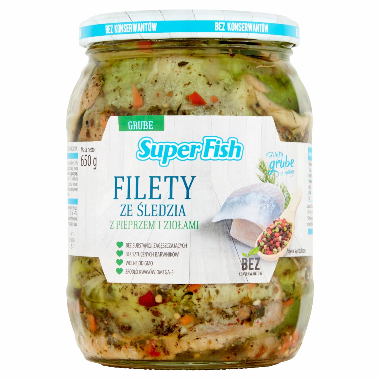 Zdjęcia - SuperFish Filety ze śledzia z pieprzem i ziołami 650 g