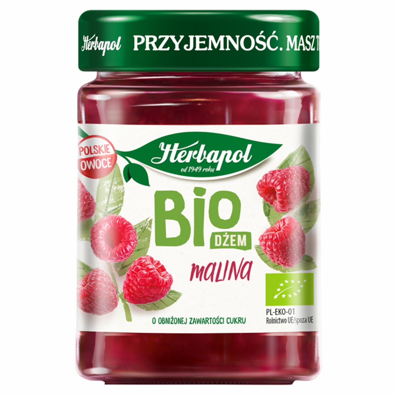 Zdjęcia - Herbapol Dżem BIO o obniżonej zawartości cukru malina 280 g