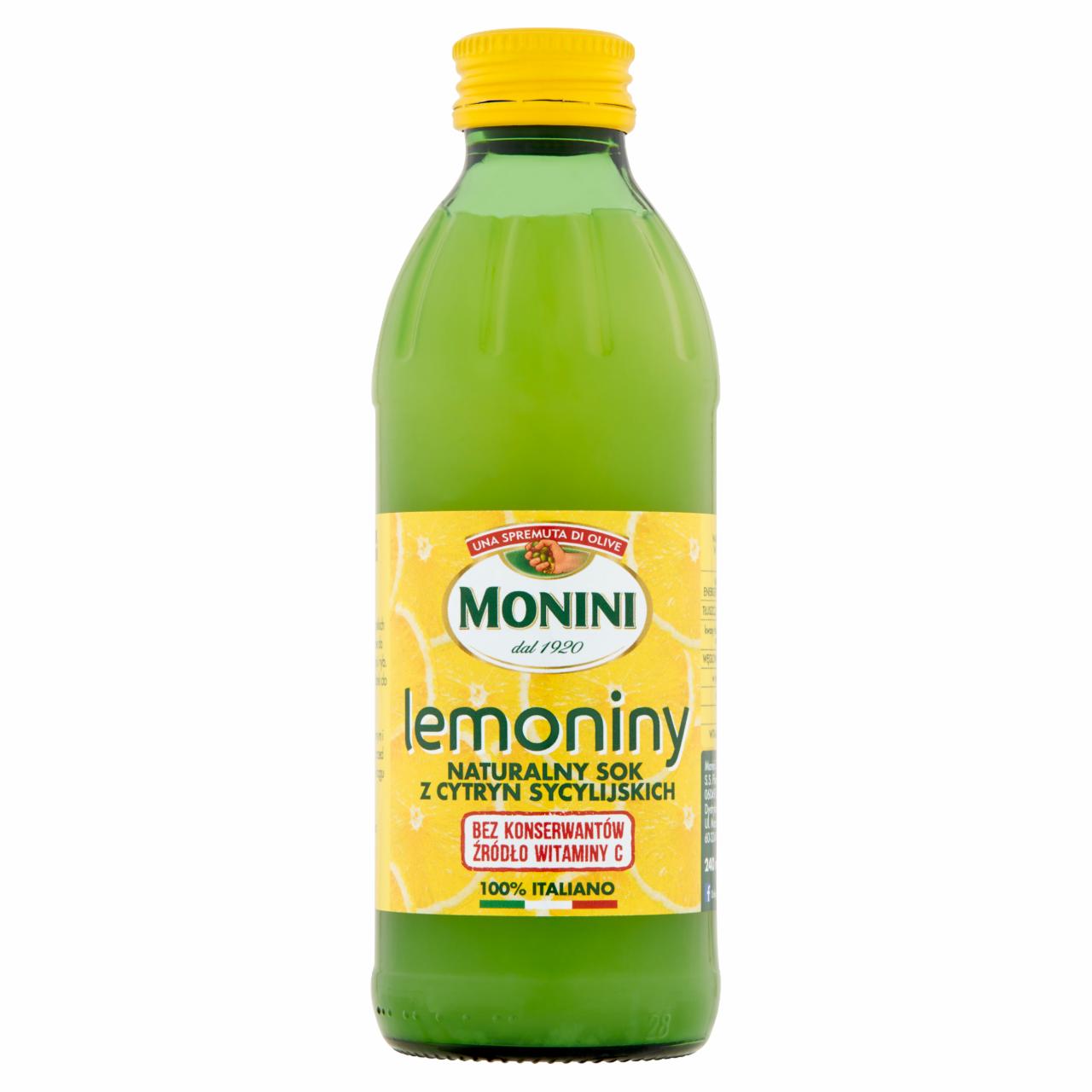 Zdjęcia - Monini Lemoniny Naturalny sok z cytryn sycylijskich 240 ml