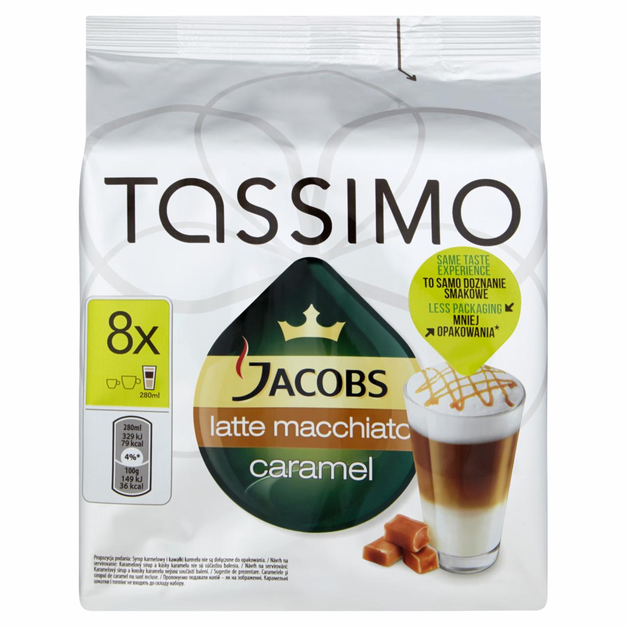 Zdjęcia - Tassimo Jacobs Latte Macchiato Caramel Kawa mielona 8 kapsułek śmietanka z cukrem 8 kapsułek 268 g