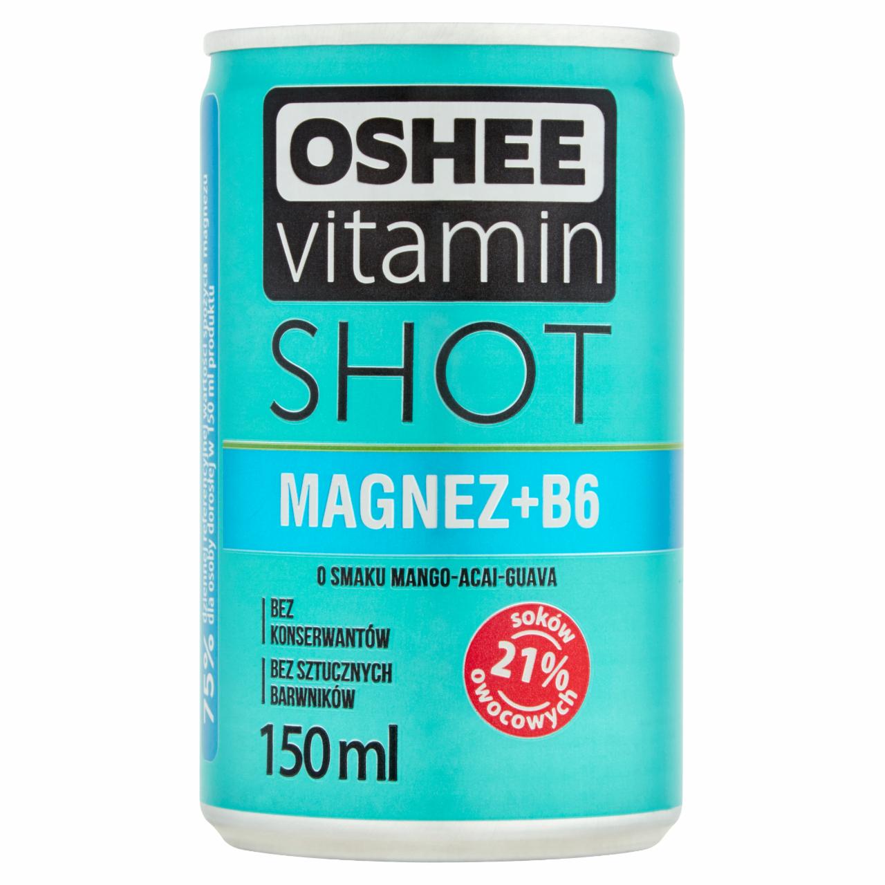 Zdjęcia - Oshee Vitamin Shot Magnez+B6 Niegazowany napój o smaku mango acai i guavy 150 ml