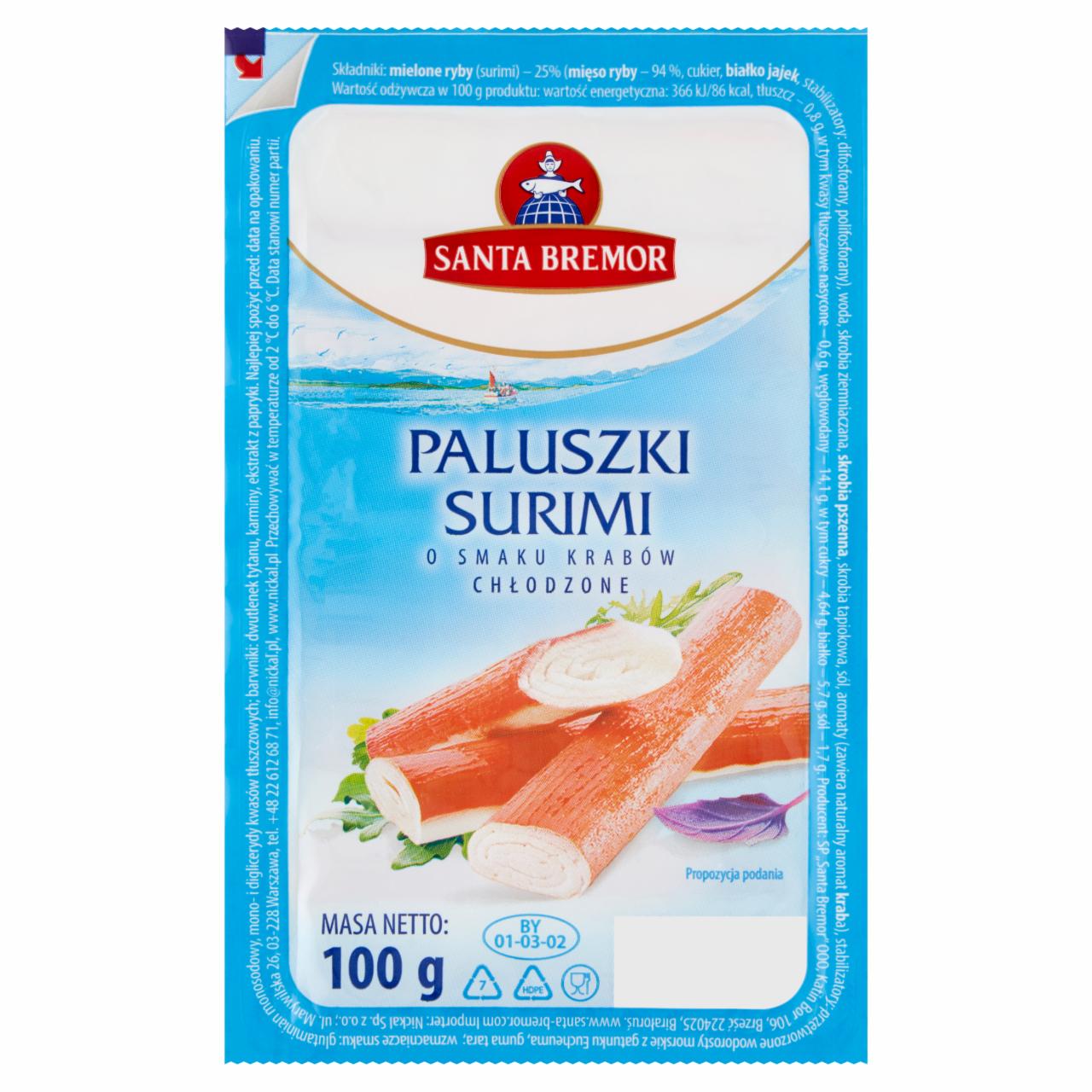 Zdjęcia - Santa Bremor Paluszki surimi o smaku krabów chłodzone 100 g