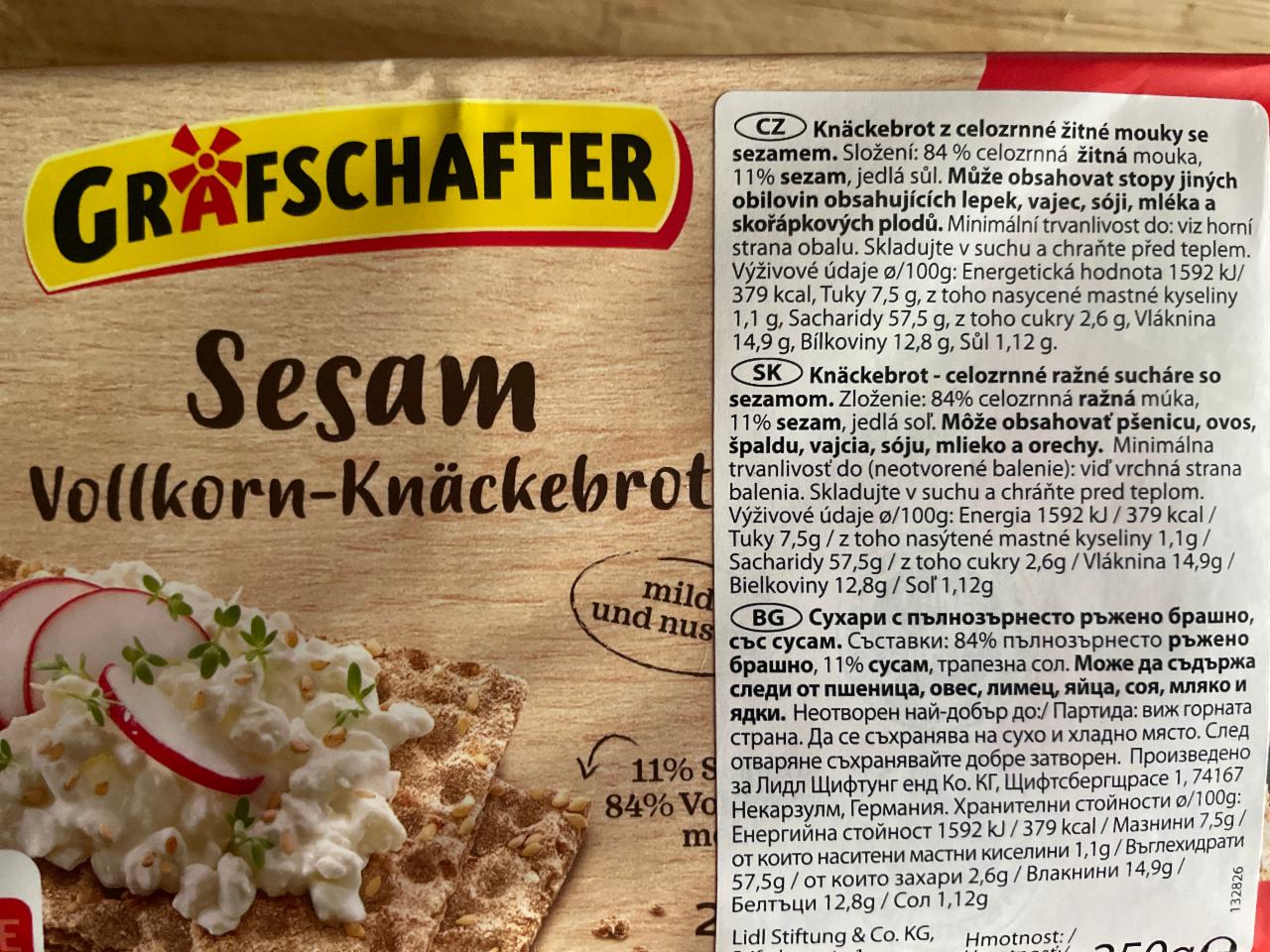 Zdjęcia - Sesam Vollkorn-Knäckenbrot Grafschafter