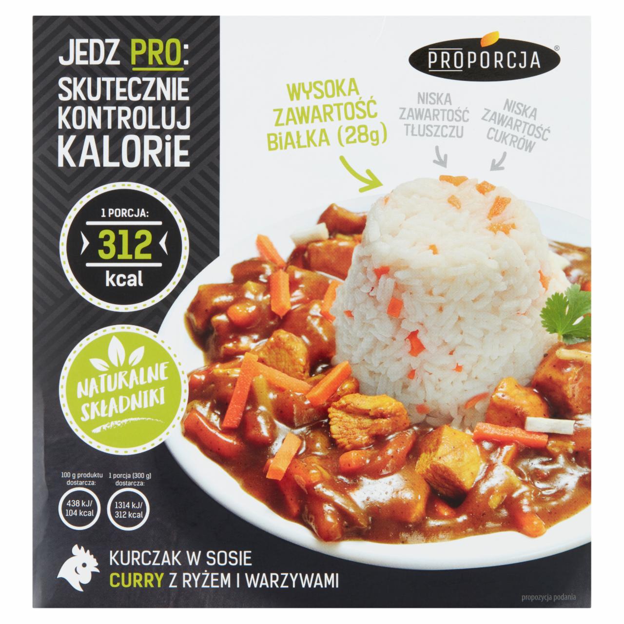 Zdjęcia - Proporcja Kurczak w sosie curry z ryżem i warzywami 300 g