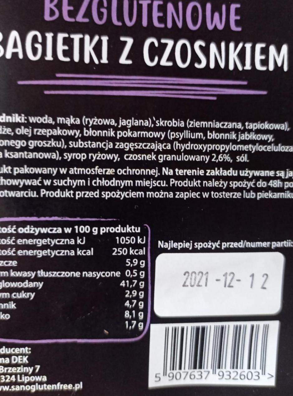 Zdjęcia - Sano bezglutenowej bagietki z czosnkiem