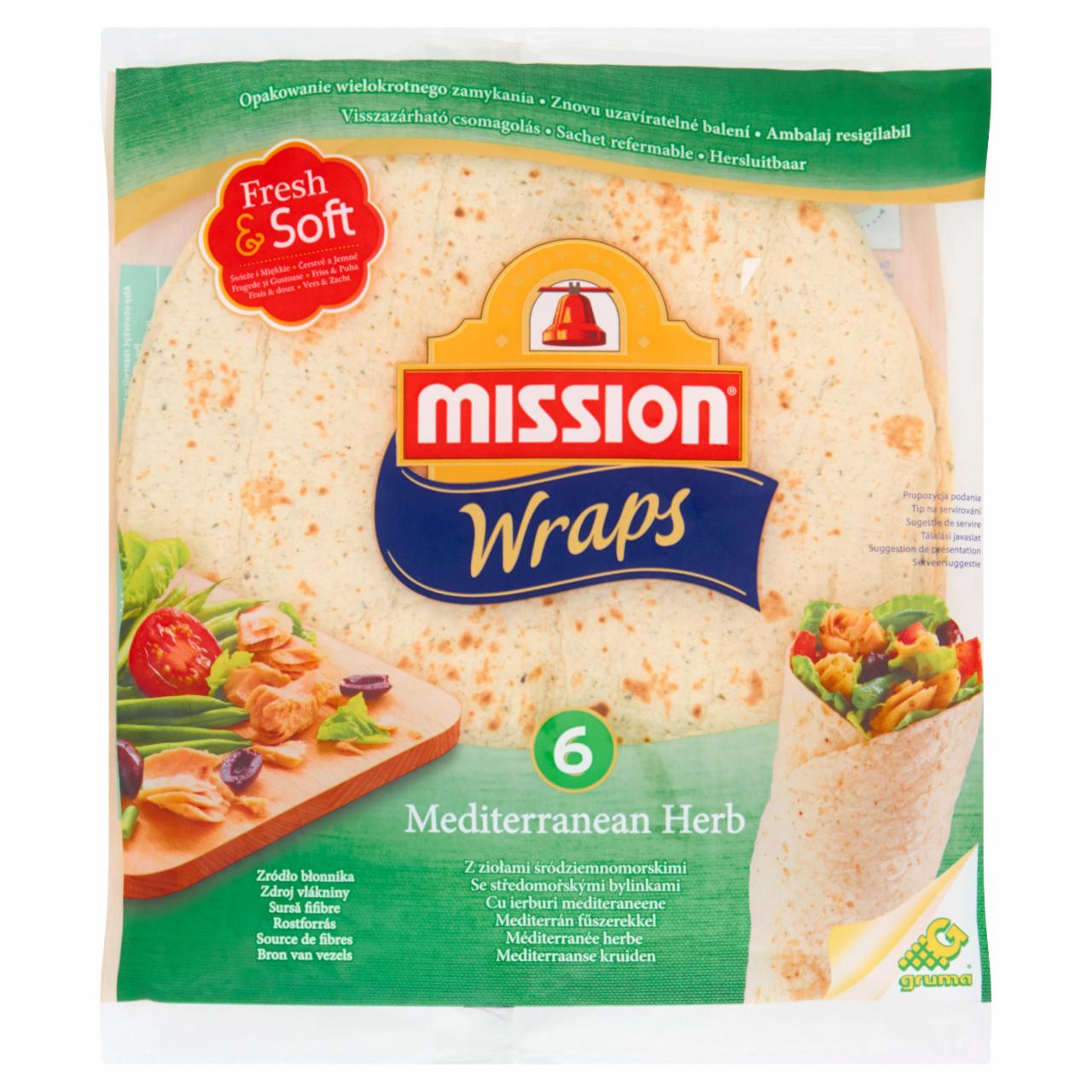 Zdjęcia - Mission Wraps Tortilla z mąki pszennej z ziołami śródziemnomorskimi 370 g (6 sztuk)