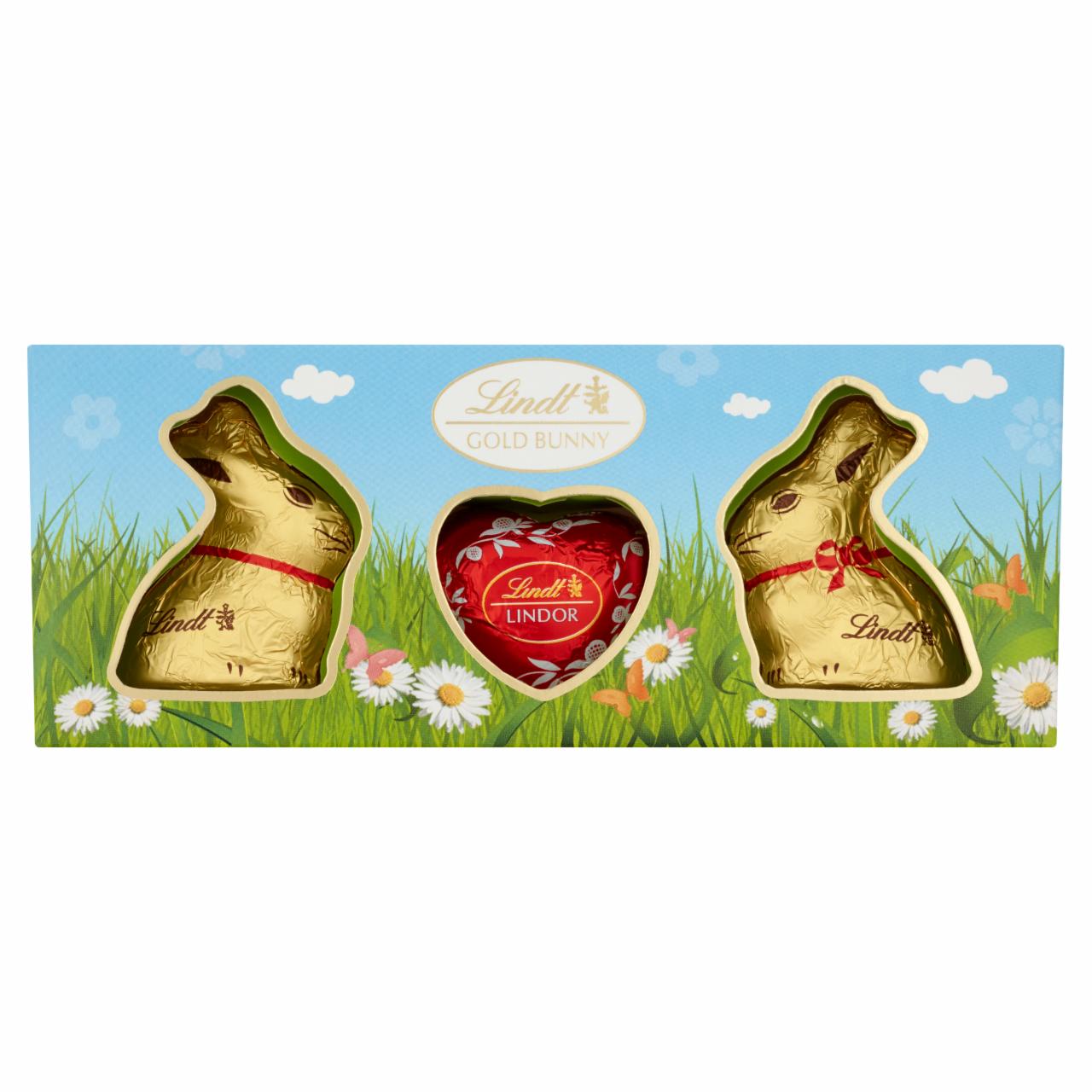 Zdjęcia - Lindt Gold Bunny Zajączki i serce z mlecznej czekolady z nadzieniem 33,7 g