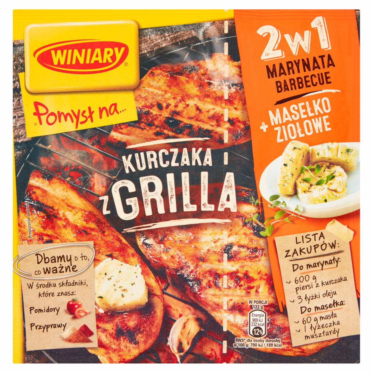 Zdjęcia - Winiary Pomysł na... Kurczaka z grilla 2w1 Marynata barbecue i Masełko ziołowe 35 g