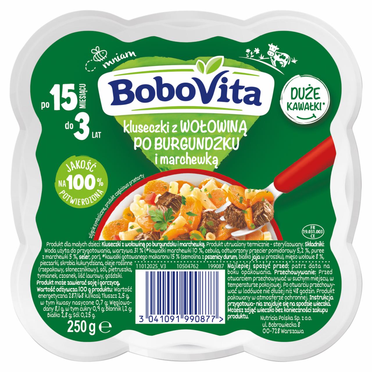 Zdjęcia - BoboVita Kluseczki z wołowiną po burgundzku i marchewką po 15 miesiącu 250 g