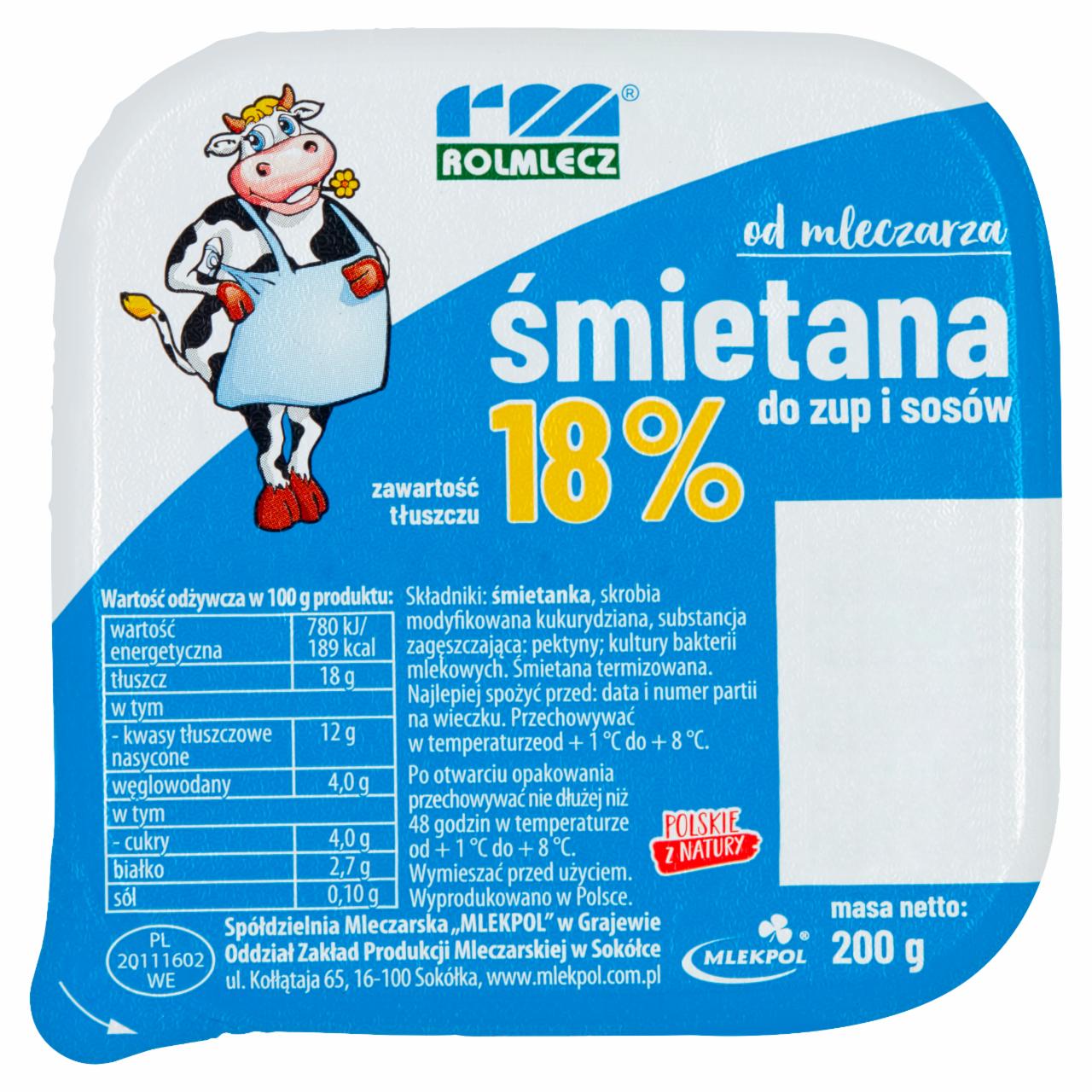 Zdjęcia - Rolmlecz Śmietana do zup i sosów 18% 200 g