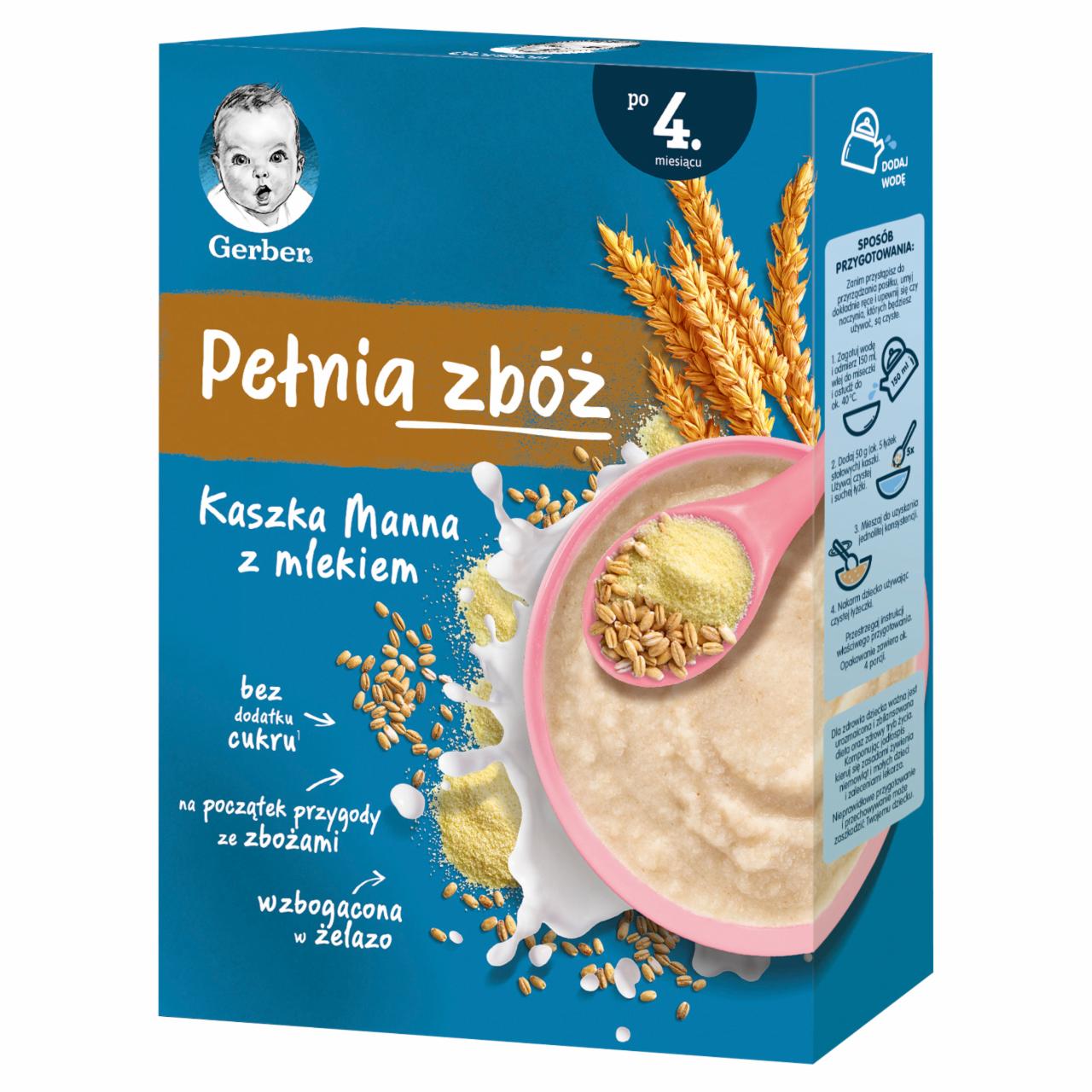 Zdjęcia - Gerber Pełnia zbóż Kaszka Manna z mlekiem dla niemowląt po 4. miesiącu 200 g