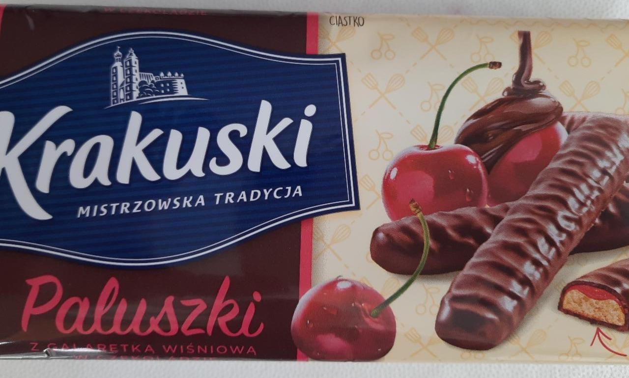 Zdjęcia - Paluszki z galaretką wiśniową w czekoladzie 144 g Krakuski