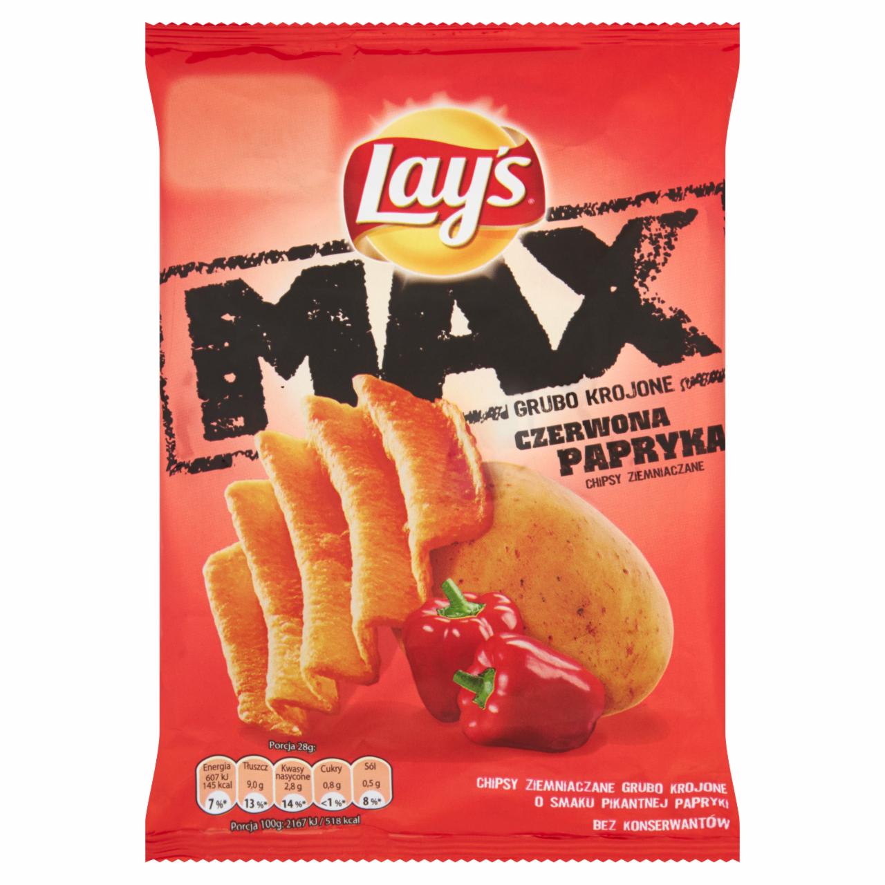 Zdjęcia - Lay's Max Czerwona papryka Chipsy ziemniaczane 28 g