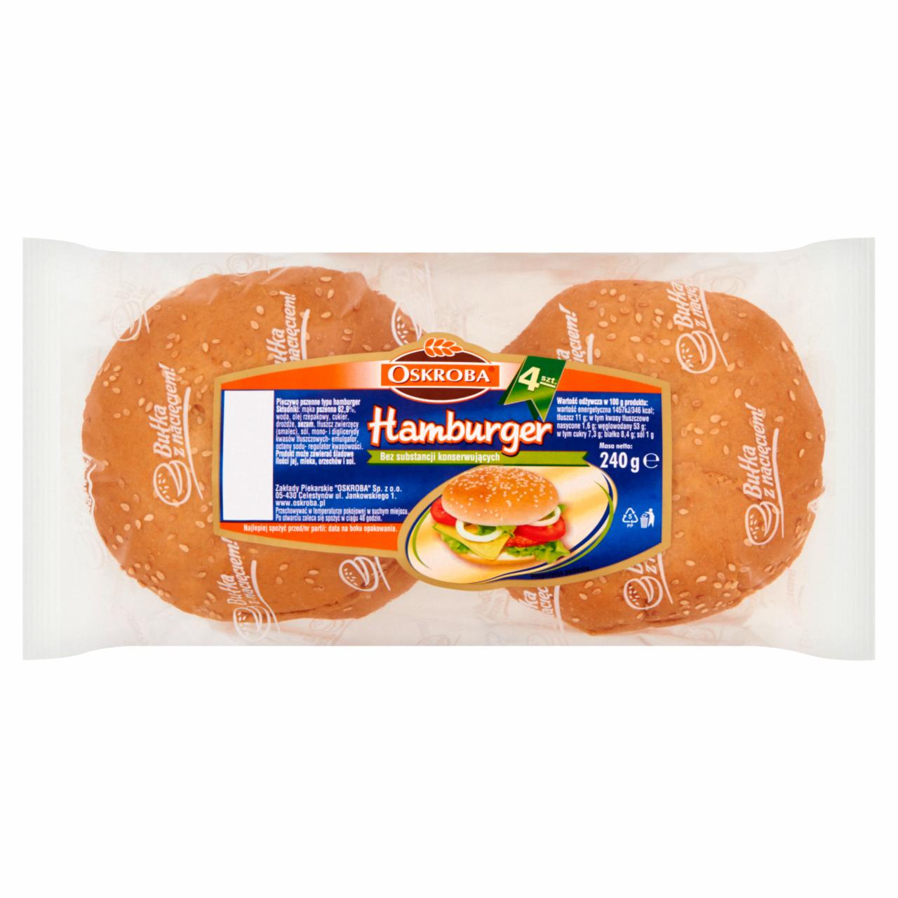 Zdjęcia - Oskroba Hamburger Pieczywo pszenne 240 g (4 sztuki)