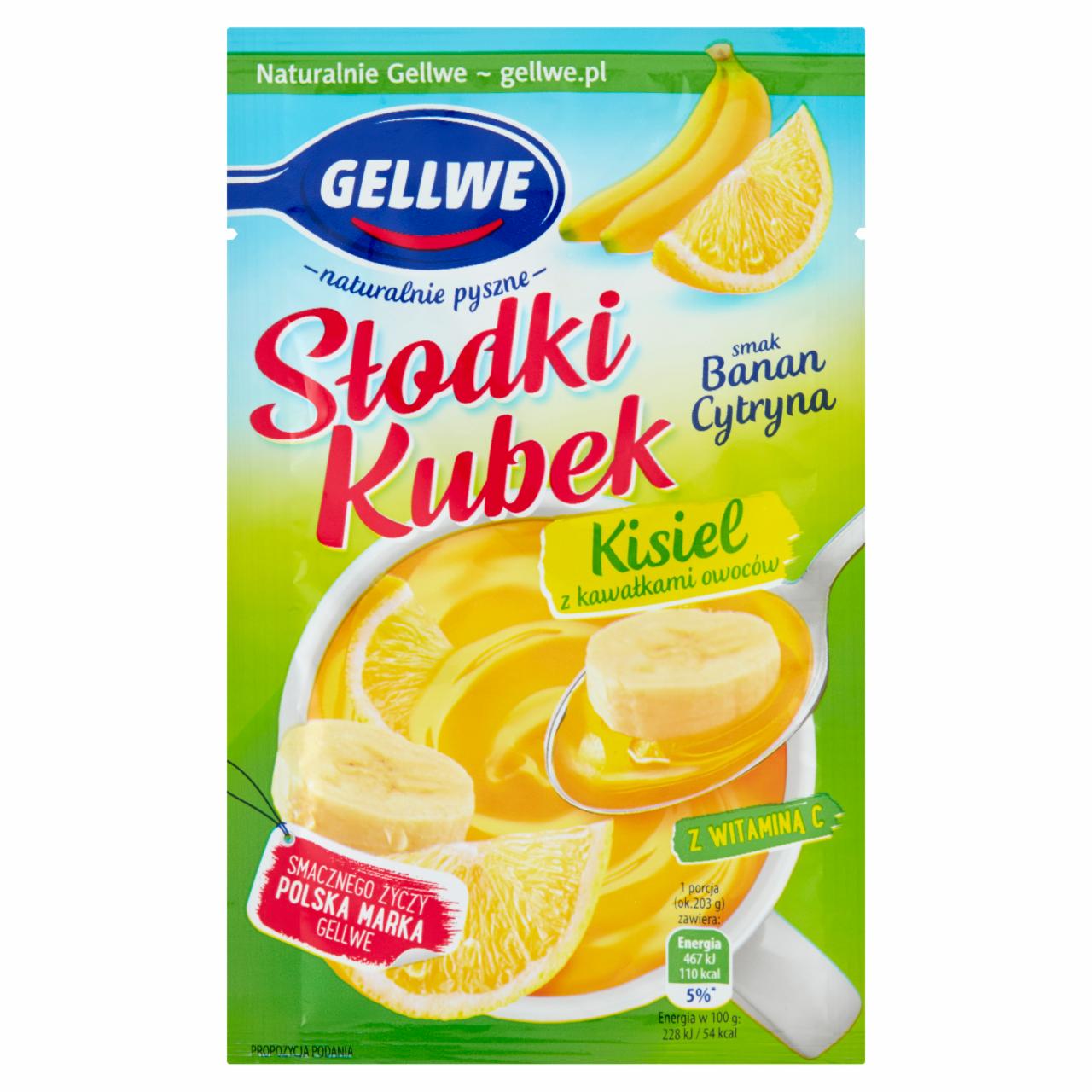 Zdjęcia - Gellwe Słodki Kubek Kisiel z kawałkami owoców smak banan cytryna 28 g