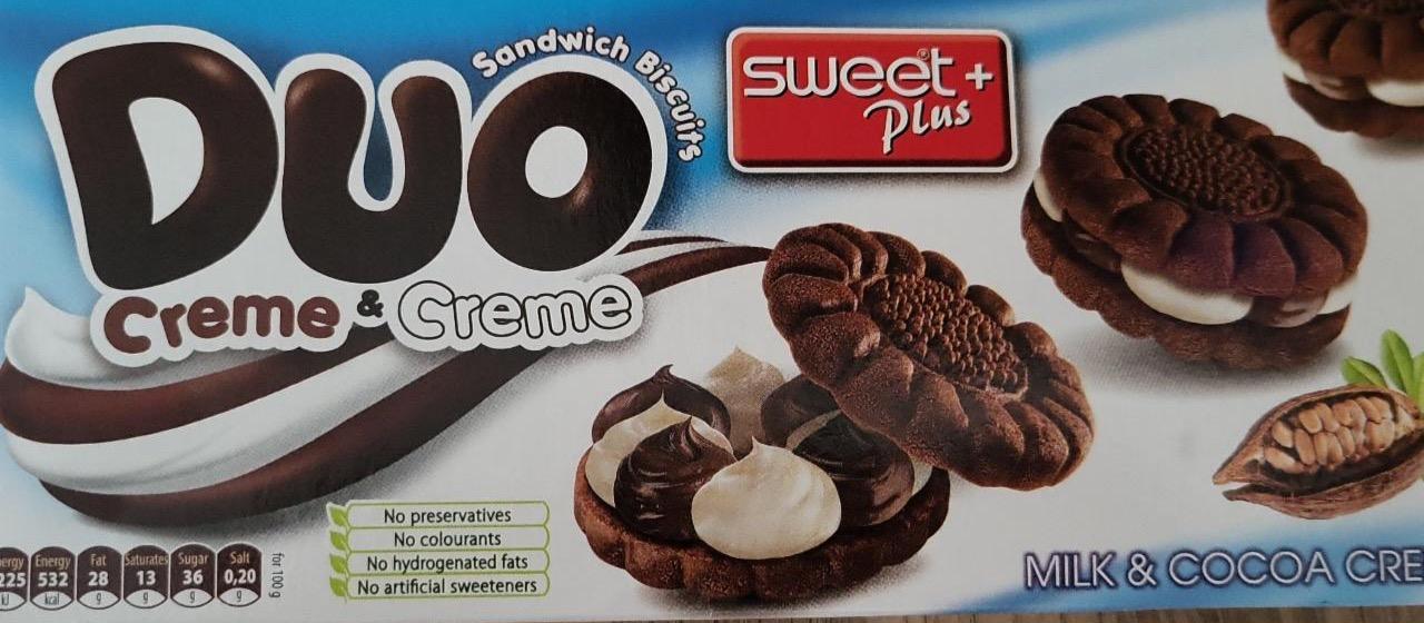 Zdjęcia - Sweet Plus Duo Ciastka kakaowe z kremem mlecznym i kremem kakaowym 165 g