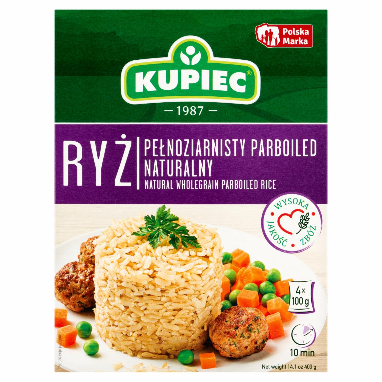 Zdjęcia - Kupiec Ryż pełnoziarnisty parboiled naturalny 400 g (4 x 100 g)
