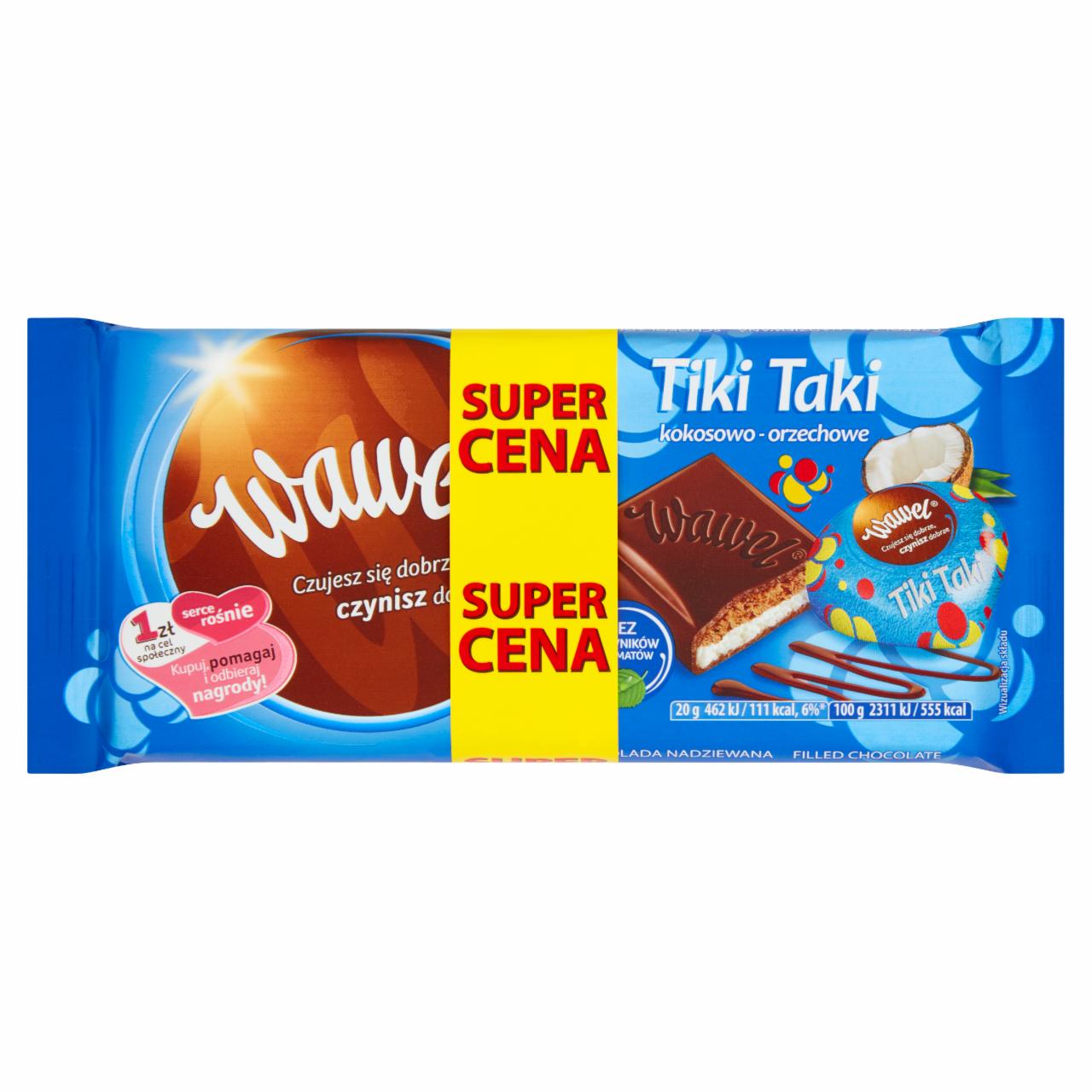 Zdjęcia - Wawel Tiki Taki kokosowo-orzechowe Czekolada nadziewana 300 g (3 x 100 g)