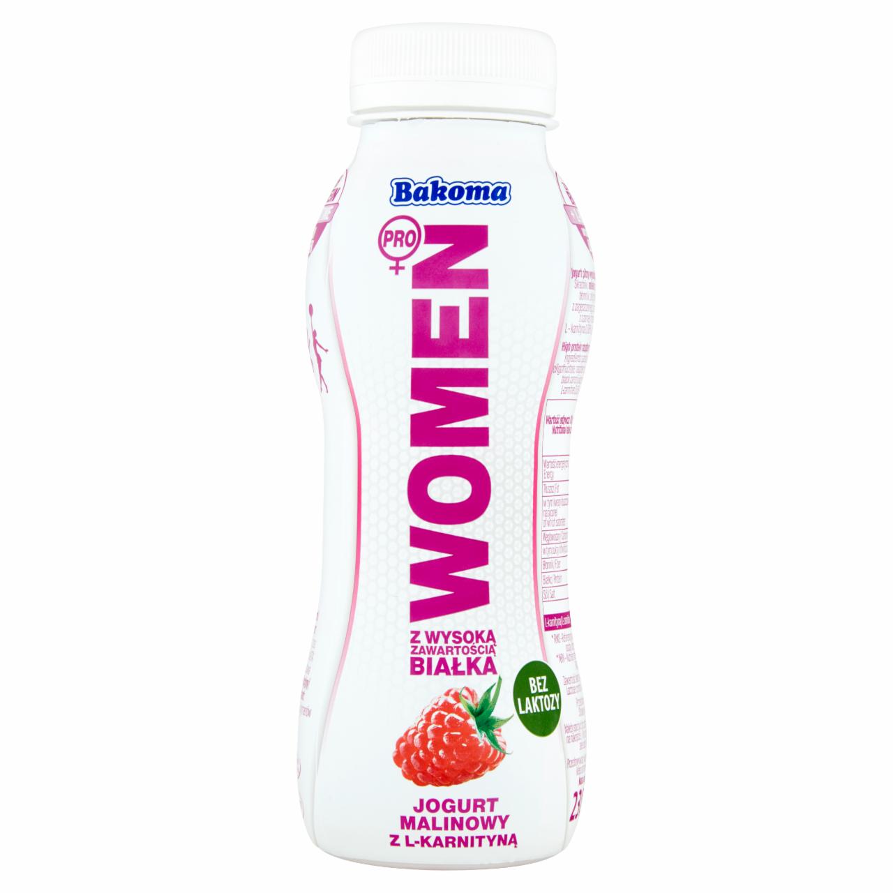 Zdjęcia - Bakoma Women Pro Jogurt z wysoką zawartością białka malinowy z L-karnityną 230 g