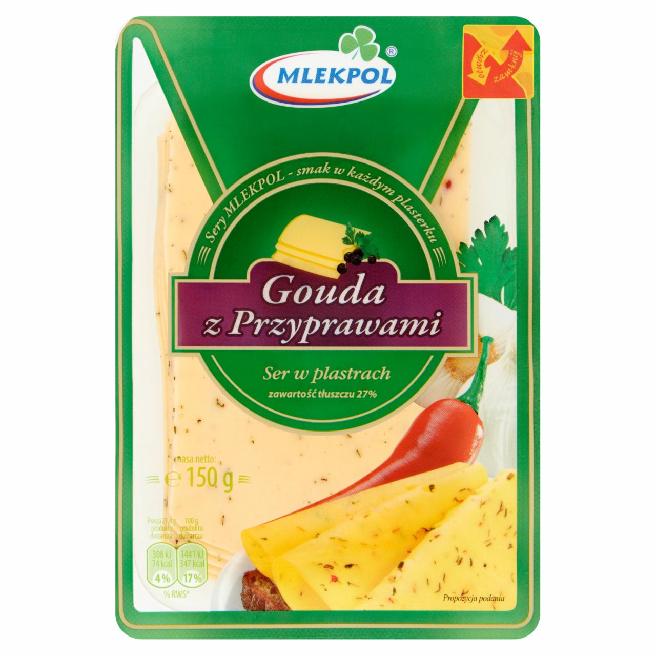 Zdjęcia - Mlekpol Ser Gouda z przyprawami w plastrach 150 g