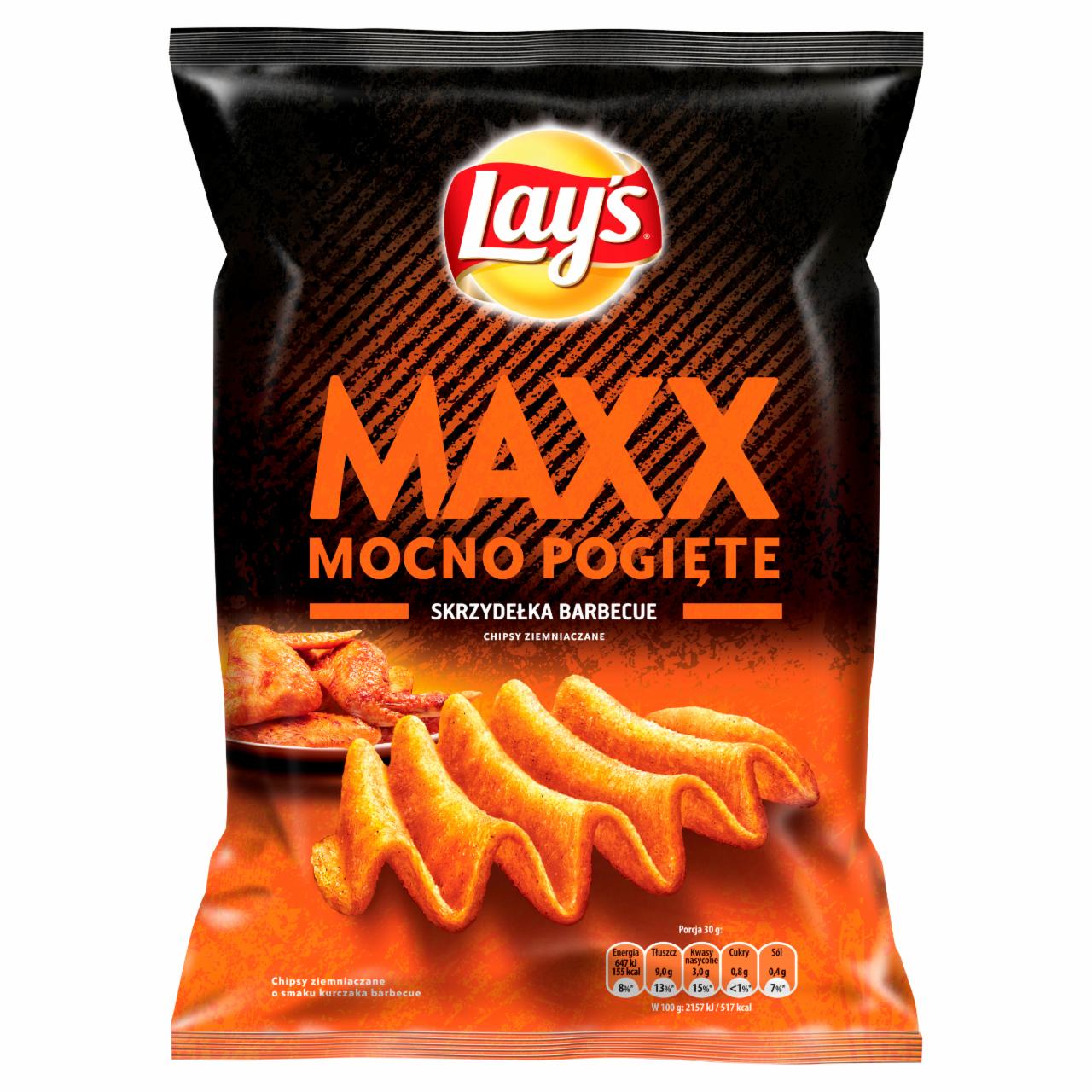 Zdjęcia - Lay's Maxx Mocno Pogięte o smaku skrzydełka barbecue Chipsy ziemniaczane 140 g