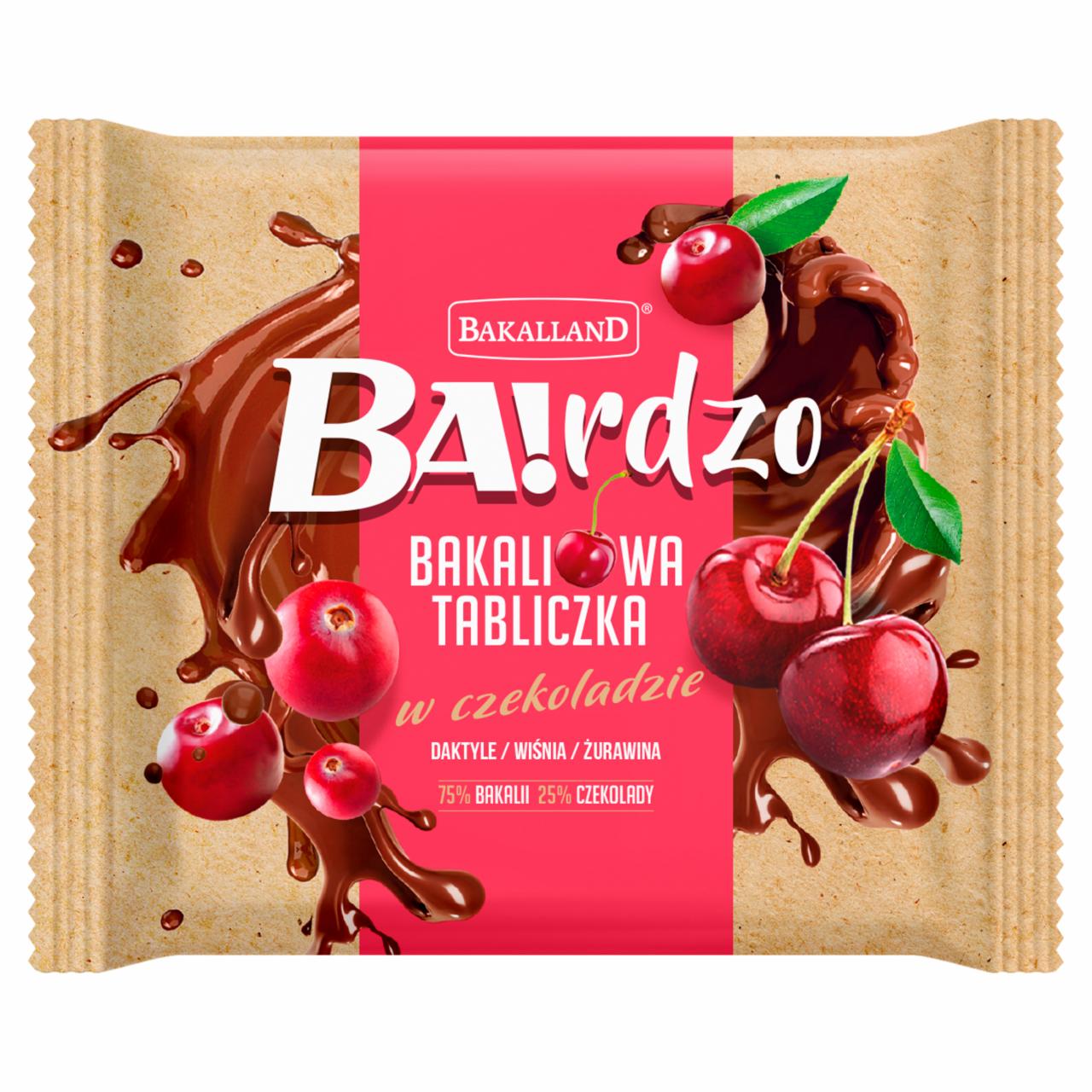 Zdjęcia - Bakalland Ba!rdzo Bakaliowa tabliczka w czekoladzie daktyle wiśnia żurawina 65 g