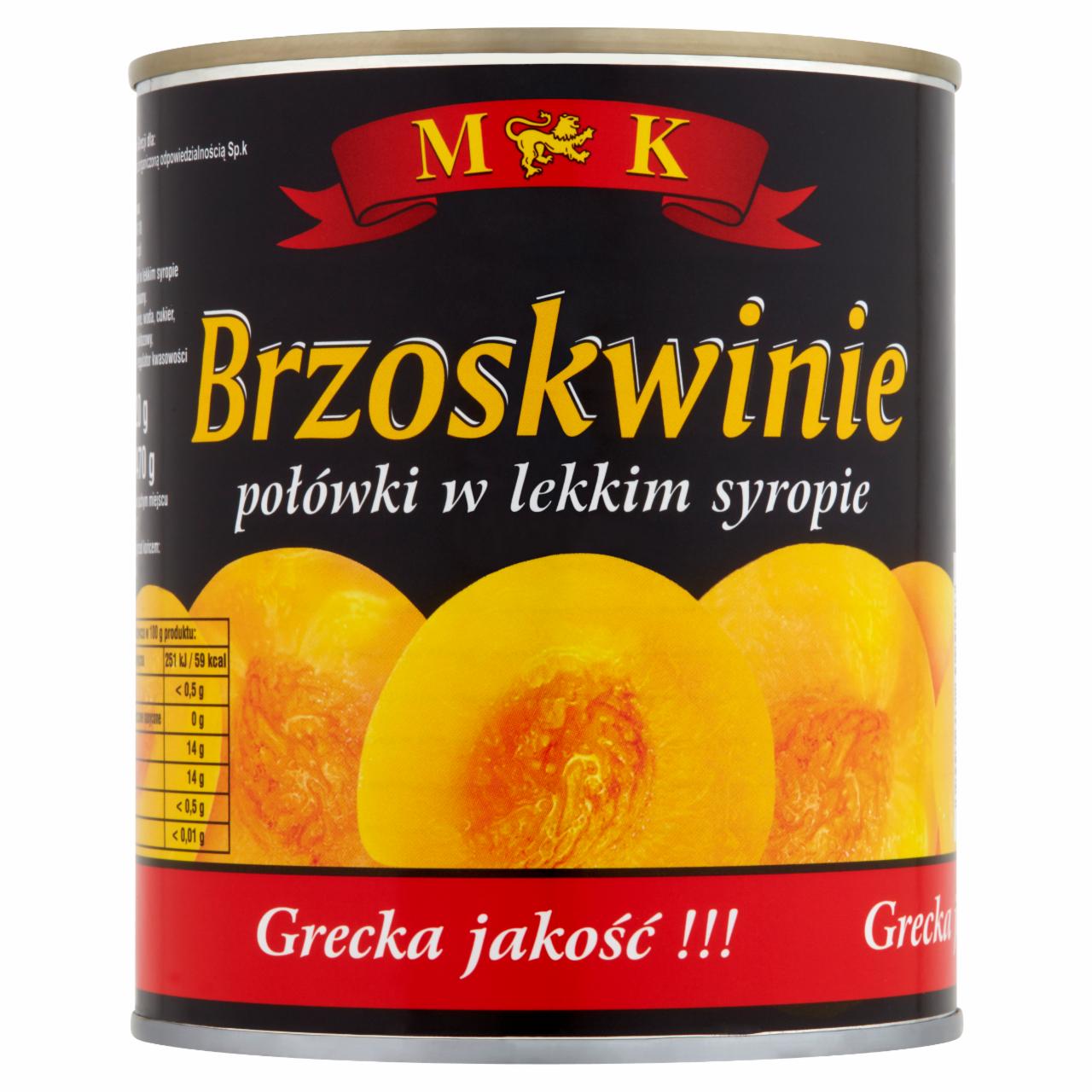 Zdjęcia - Brzoskwinie połówki w lekkim syropie MK