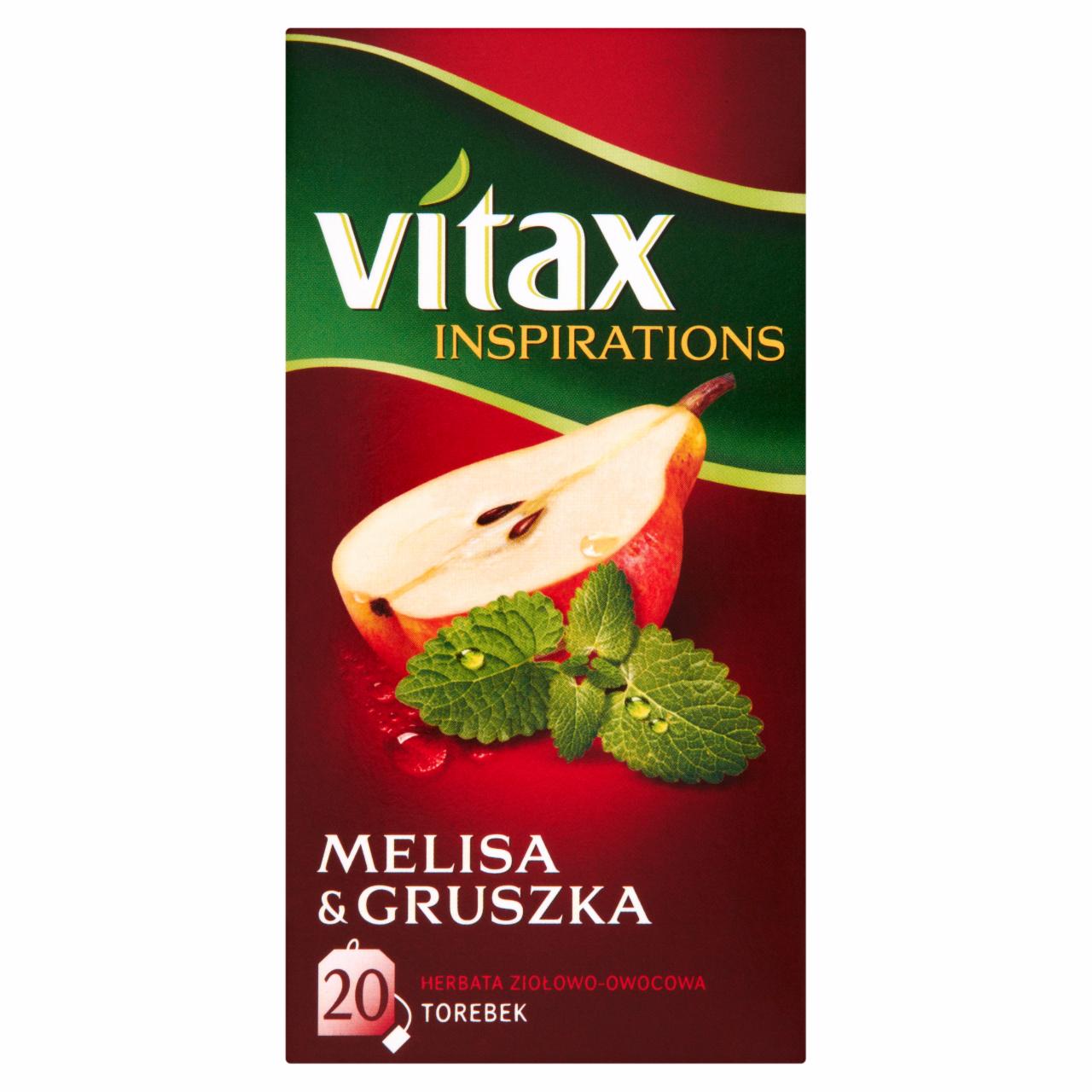 Zdjęcia - Vitax Inspirations Herbatka owocowo-ziołowa aromatyzowana o smaku melisy i gruszki 40 g (20 x 2 g)