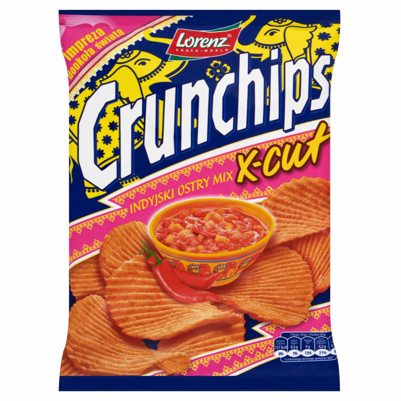 Zdjęcia - Crunchips X-Cut Indyjski Ostry Mix Chipsy ziemniaczane 140 g