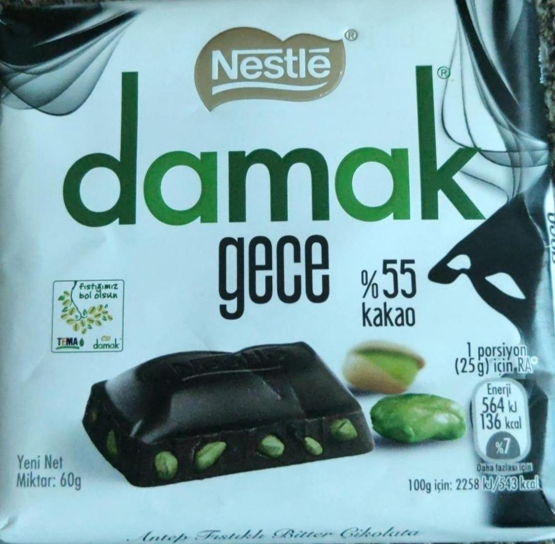 Zdjęcia - Nestle Damak 55% Gorzka czekolada z pistacjami