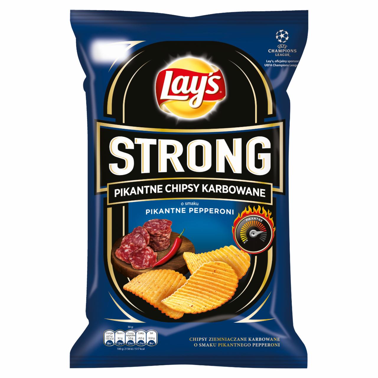 Zdjęcia - Lay's Strong Pikantne chipsy karbowane o smaku pikantne pepperoni 150 g