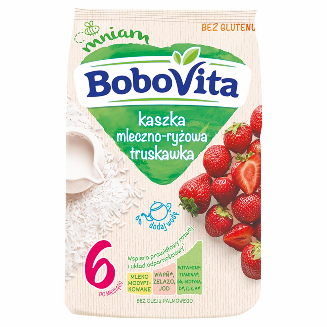 Zdjęcia - BoboVita Kaszka mleczno-ryżowa truskawka po 6. miesiącu 230 g
