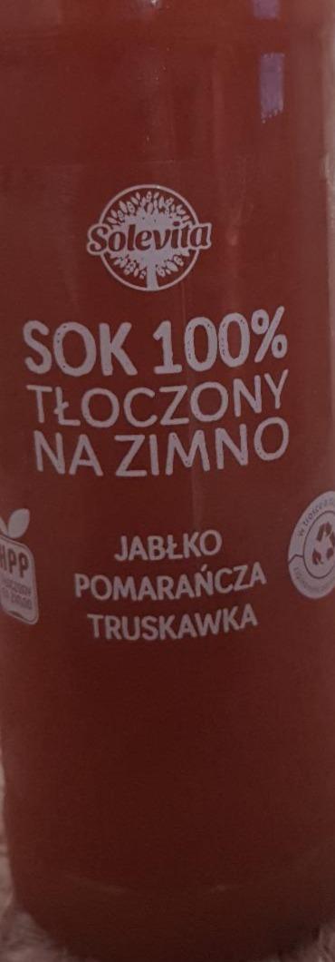 Zdjęcia - Sok 100% tłoczony na zimno (jabłko, pomarańcza, truskawka) lidl