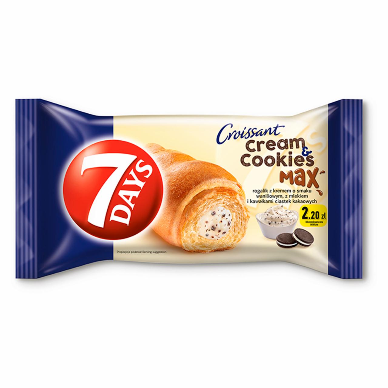 Zdjęcia - 7 Days Cream & Cookies Max Rogalik z kremem o smaku waniliowym z mlekiem i kawałkami ciastek 80 g