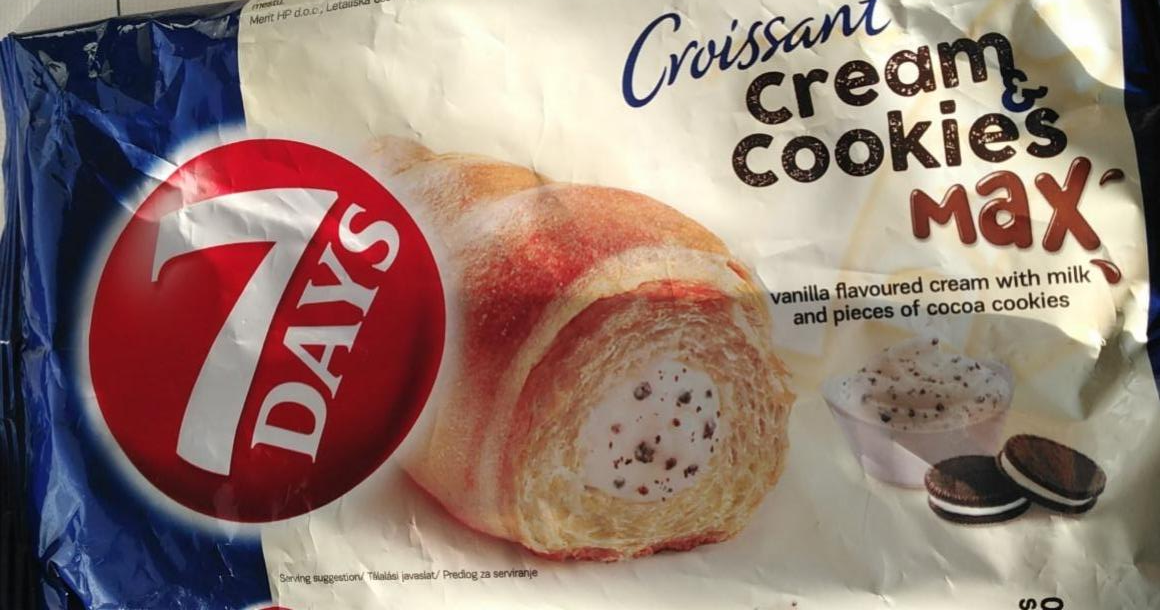 Zdjęcia - 7 Days Cream & Cookies Max Rogalik z kremem o smaku waniliowym z mlekiem i kawałkami ciastek 80 g