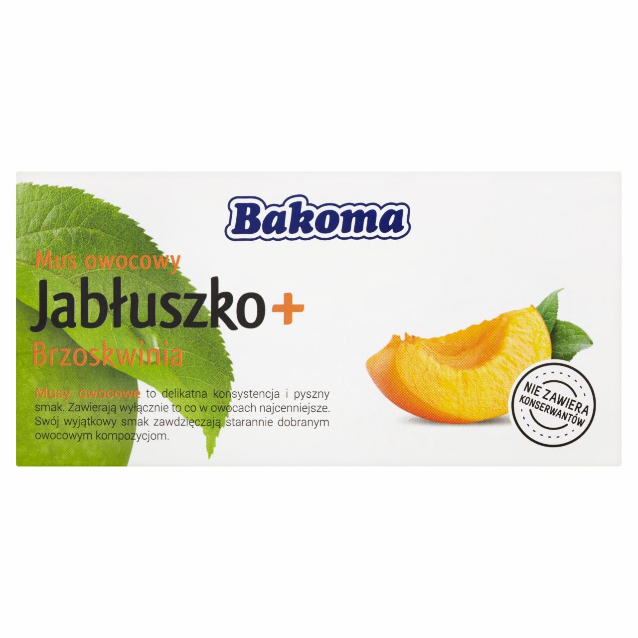 Zdjęcia - Bakoma Mus owocowy Jabłuszko + Brzoskwinia 200 g (2 sztuki)