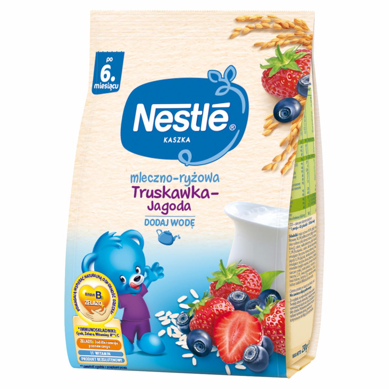 Zdjęcia - Nestlé Kaszka mleczno-ryżowa truskawka-jagoda dla niemowląt po 6. miesiącu 230 g