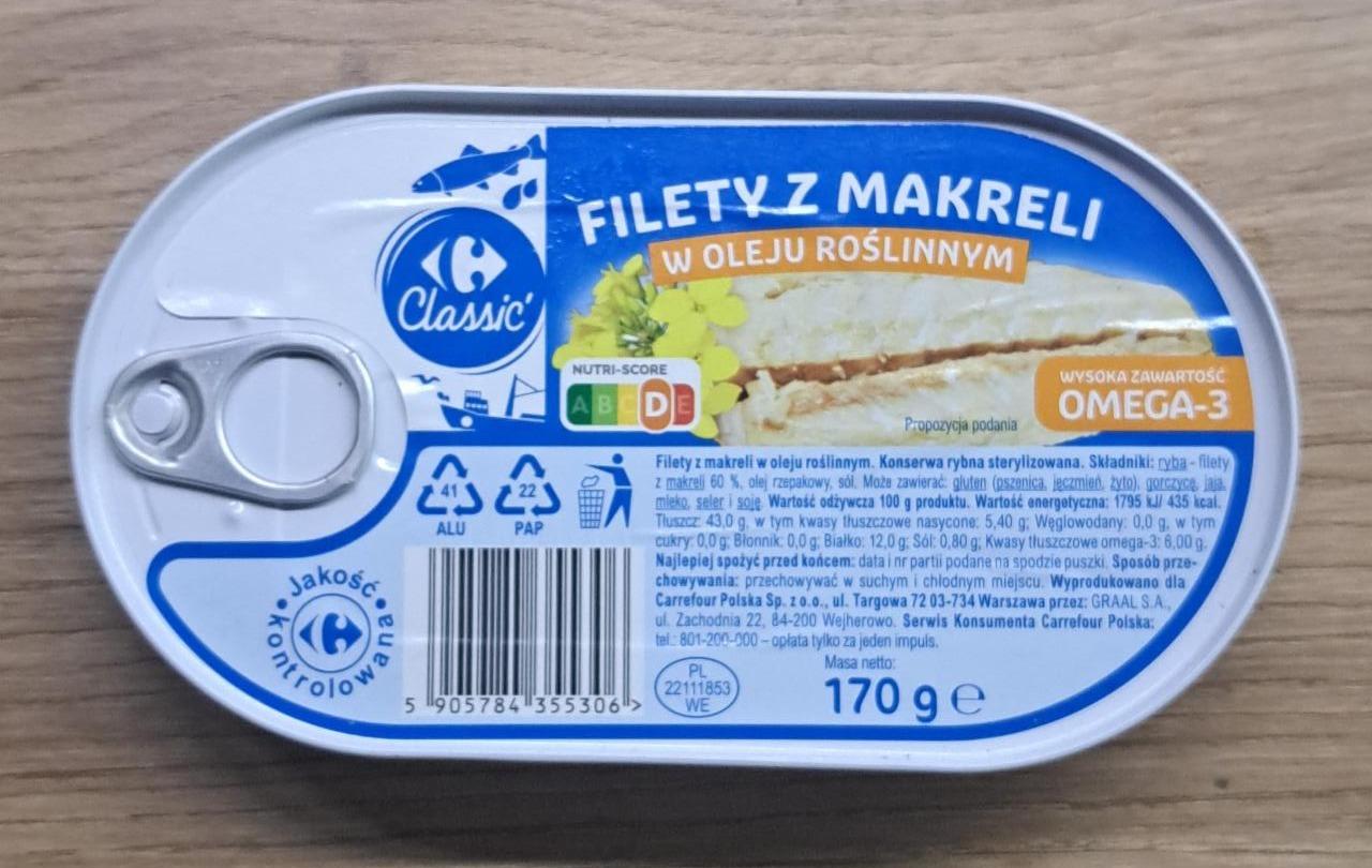 Zdjęcia - Filety z Makreli w oleju roślinnym Carrefour Classic