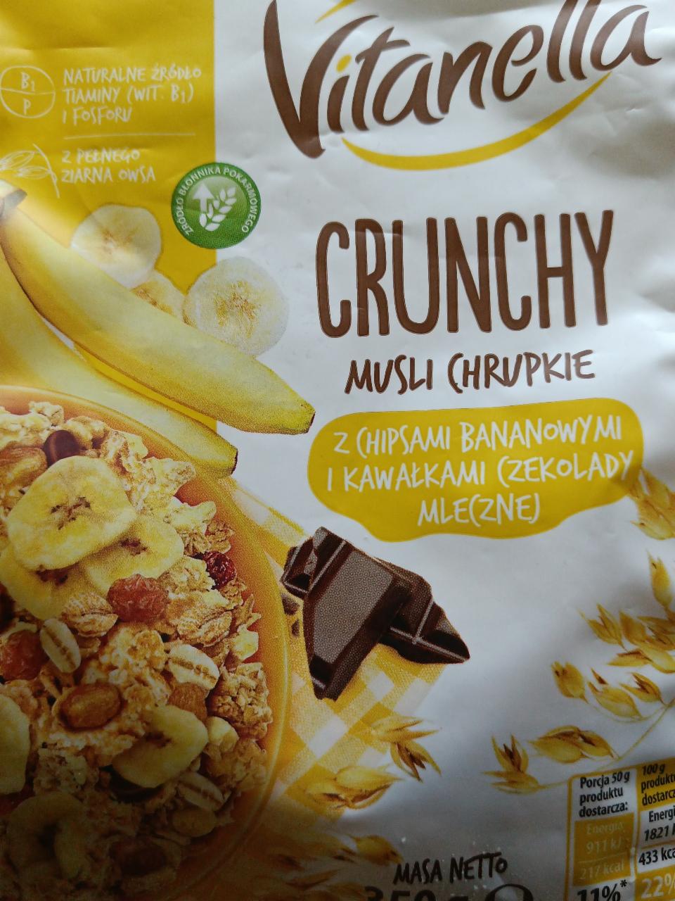 Zdjęcia - Crunchy Musli Chrupkie z Chipsami Bananowymi i Kawałkami Czekolady Mlecznej Vitanella