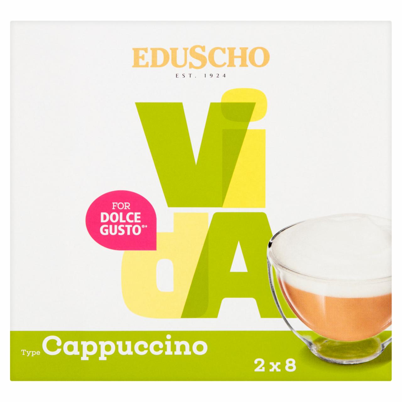 Zdjęcia - Eduscho Vida Cappuccino Kawa mielona w kapsułkach (8 x 7 g) i mleko w kapsułkach (8 x 16 g)