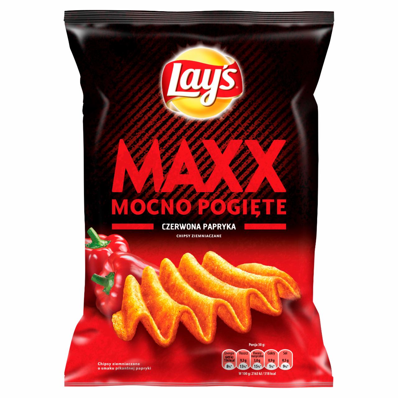 Zdjęcia - Lay's Maxx Mocno Pogięte o smaku Czerwona papryka Chipsy ziemniaczane 140 g