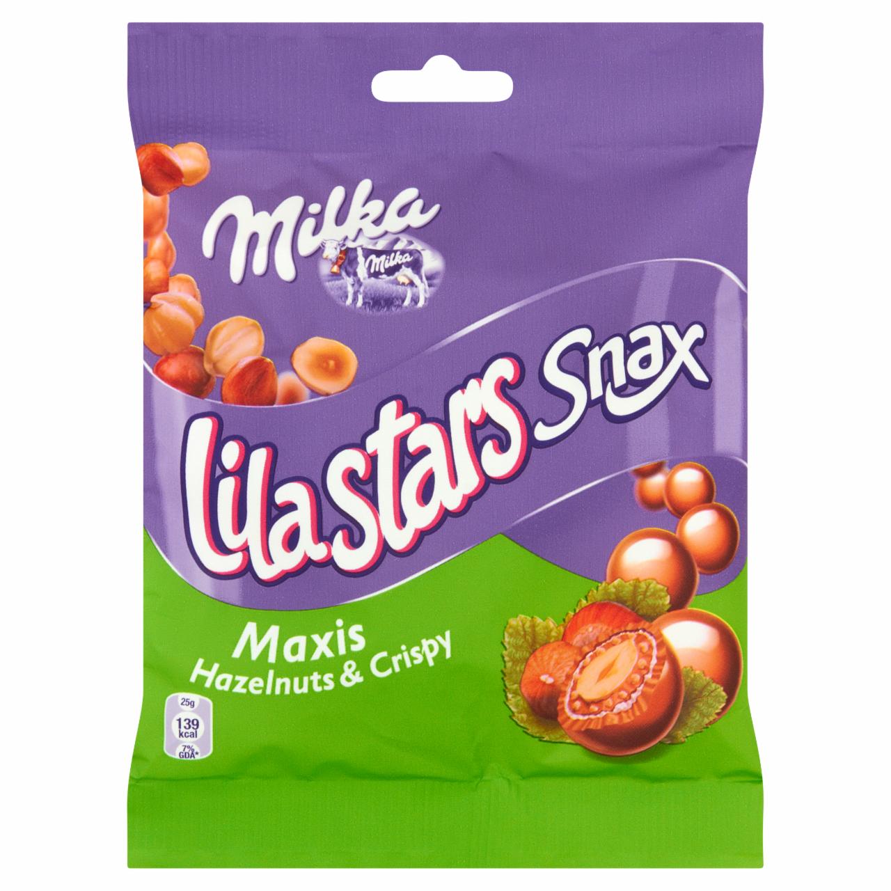 Zdjęcia - Milka Lila Stars Snax Hazelnuts and Crispy Orzechy laskowe w czekoladzie z dodatkiem chrupek 60 g