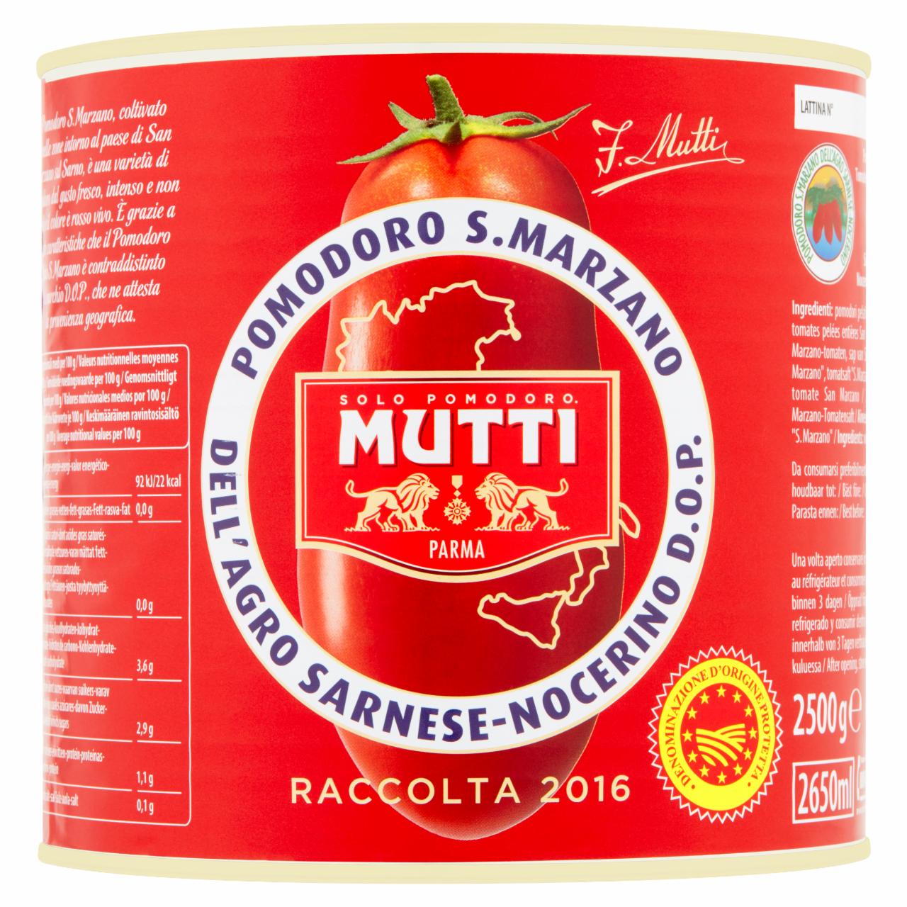 Zdjęcia - Mutti Pomidory San Marzano całe bez skórki 2500 g