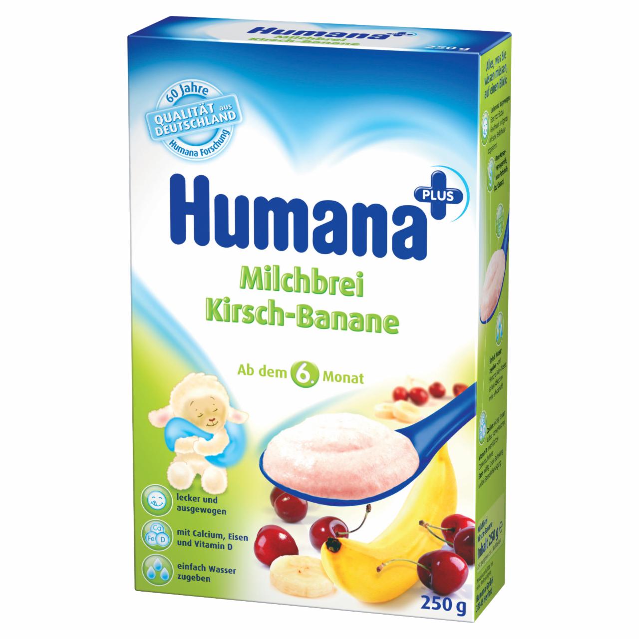 Zdjęcia - Humana Kaszka mleczna z wiśniami i bananami od 6. miesiąca 250 g