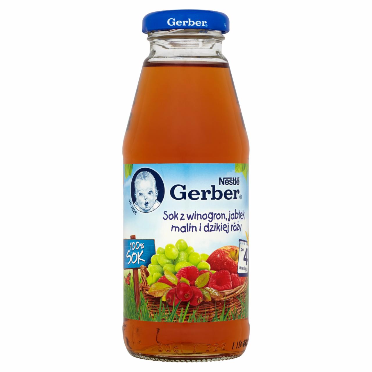 Zdjęcia - Gerber 100% Sok z winogron jabłek malin i dzikiej róży po 4 miesiącu 300 ml